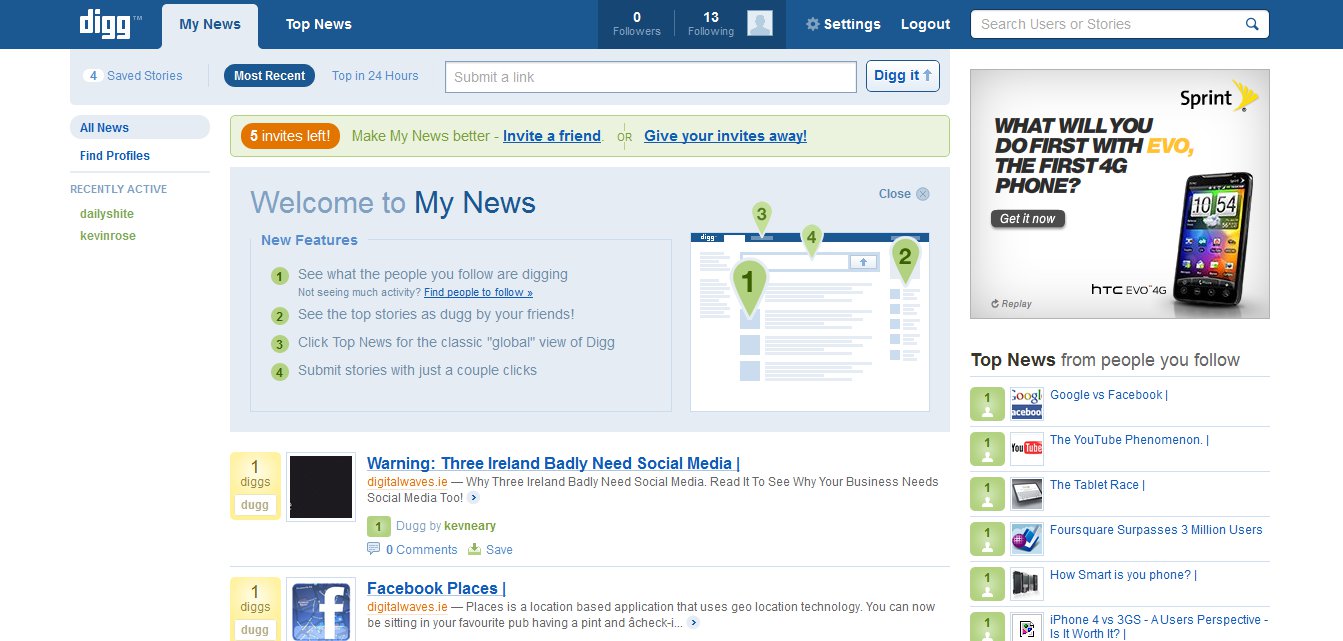 New Digg Homepage